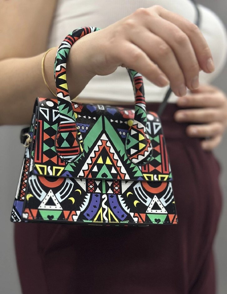Boncuk İşlemeli Çok Renkli Bohem Kadın Çanta - Görsel 2