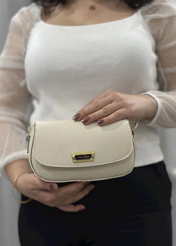 Beyaz Deri Kemerli Yılan Desenli Omuz Çantası - Görsel 2