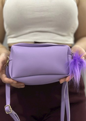 Püsküllü Mor Deri Kadın Çanta - Görsel 2