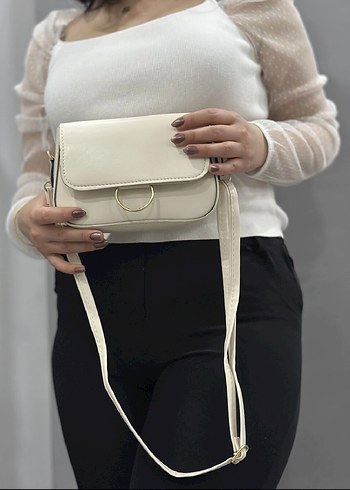 Beyaz Deri Kadın Omuz Çantası - Görsel 2