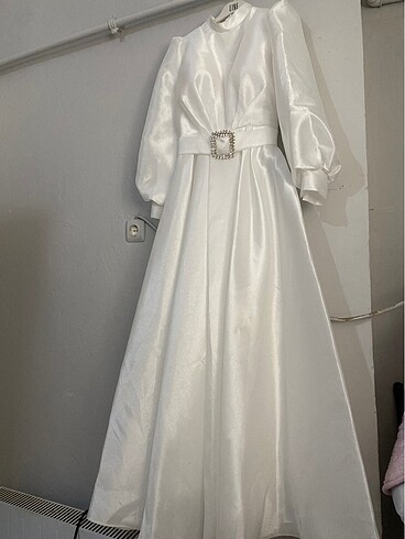 Beyaz saten abiye nikah - Görsel 5