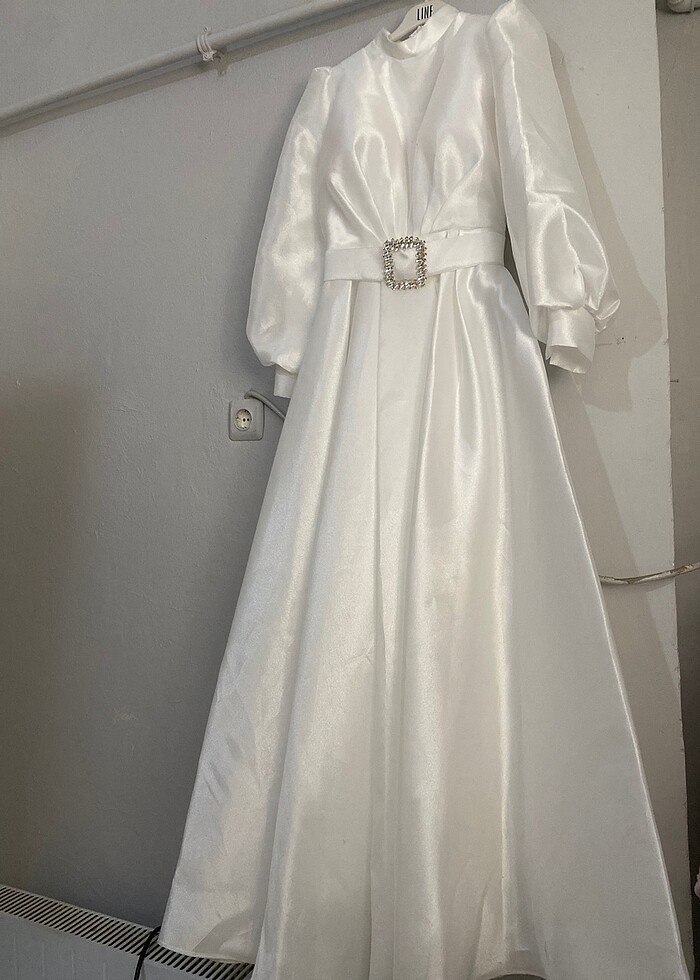 Beyaz saten abiye nikah - Görsel 5