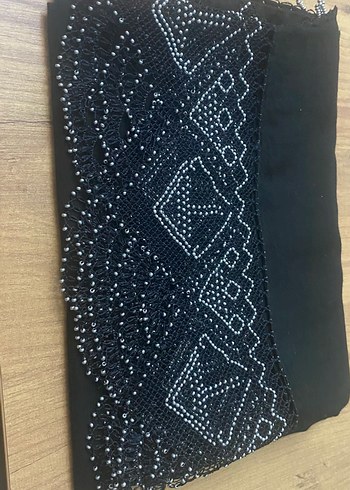 Boncuk İşlemeli Siyah iğne oyasi - Görsel 2