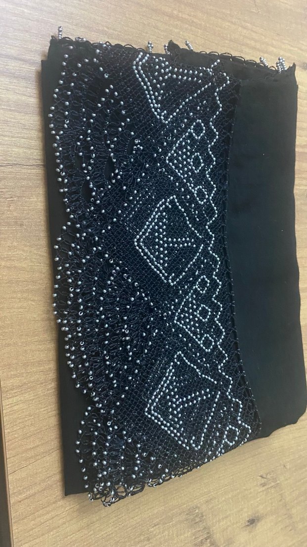 Boncuk İşlemeli Siyah iğne oyasi - Görsel 2