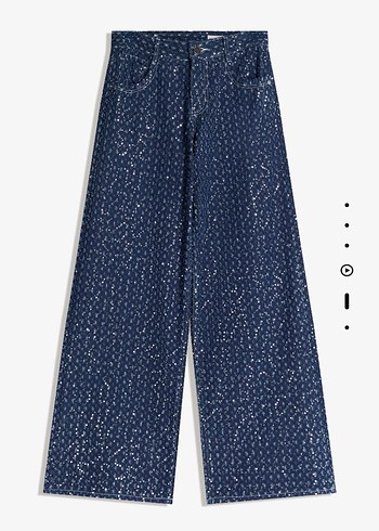 Bershka Kadin Parlak Lacivert Jean Bershka