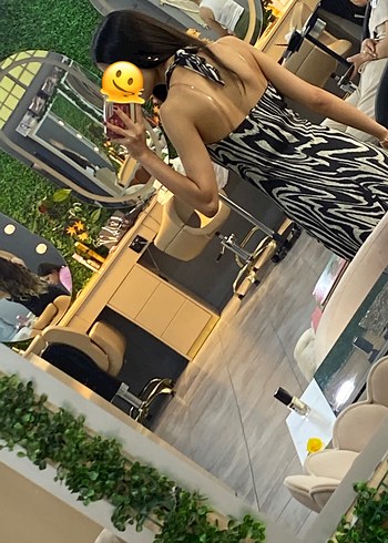 Siyah Gri Zebra Desenli Uzun Elbise - Görsel 2