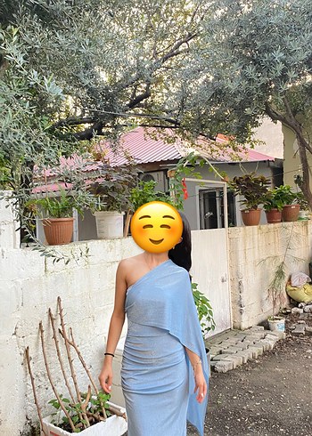 Mavi Drapeli Uzun Elbise - Görsel 2