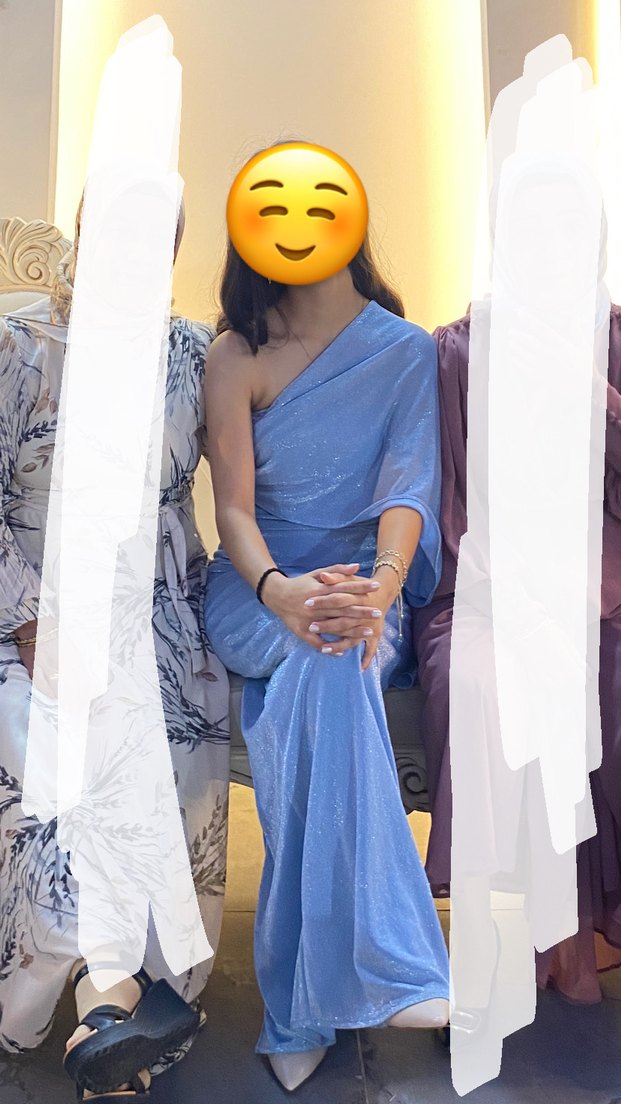 Mavi Drapeli Uzun Elbise - Görsel 3