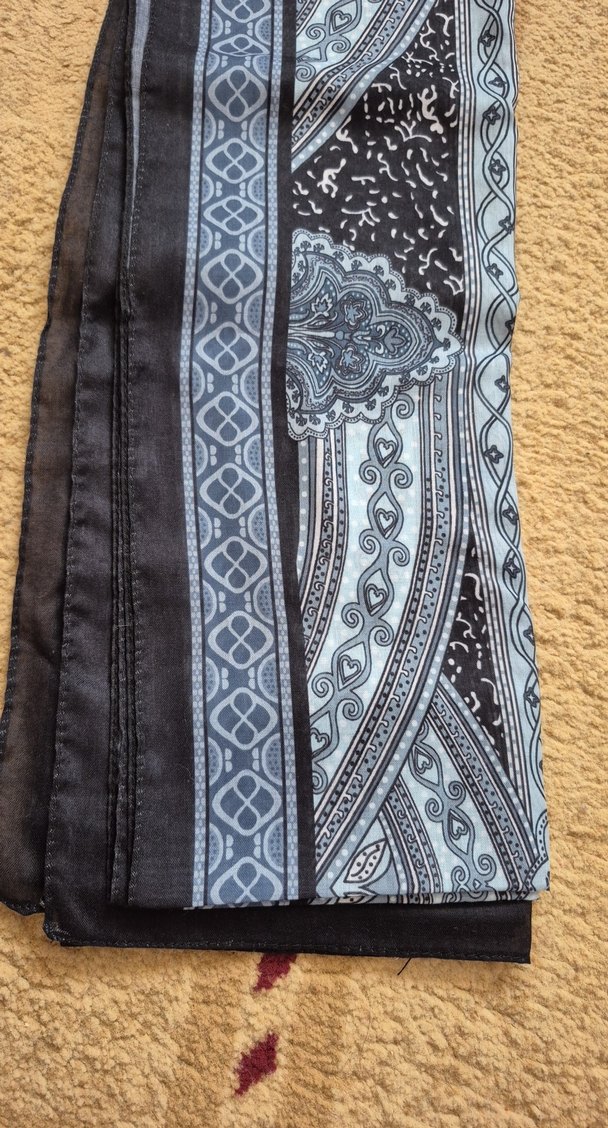 Uzun Mavi Gri Etnik Desenli Şal - Görsel 2