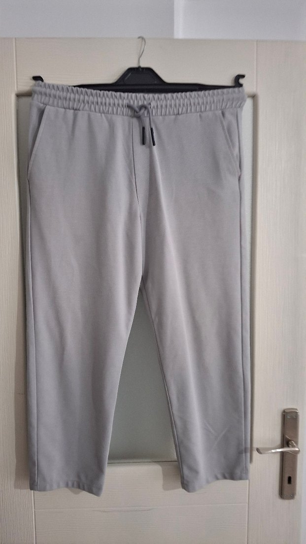 Gri Erkek Rahat Kesim Midi Kumaş Pantolon - Görsel 2