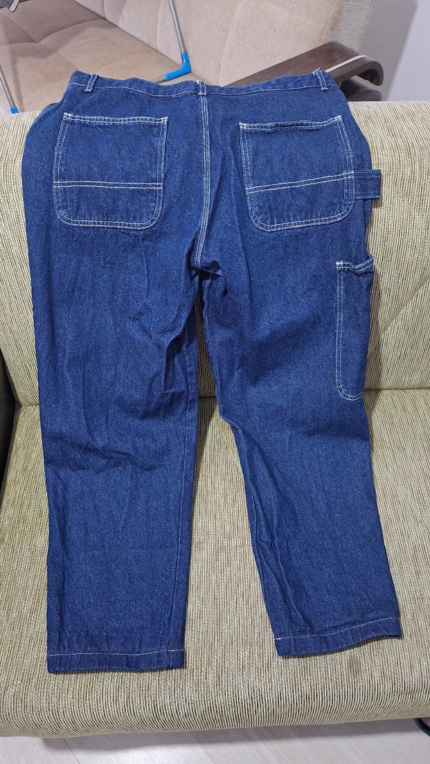 Erkek Mavi Bel Detaylı Rahat Kesim Kot Pantolon - Görsel 4