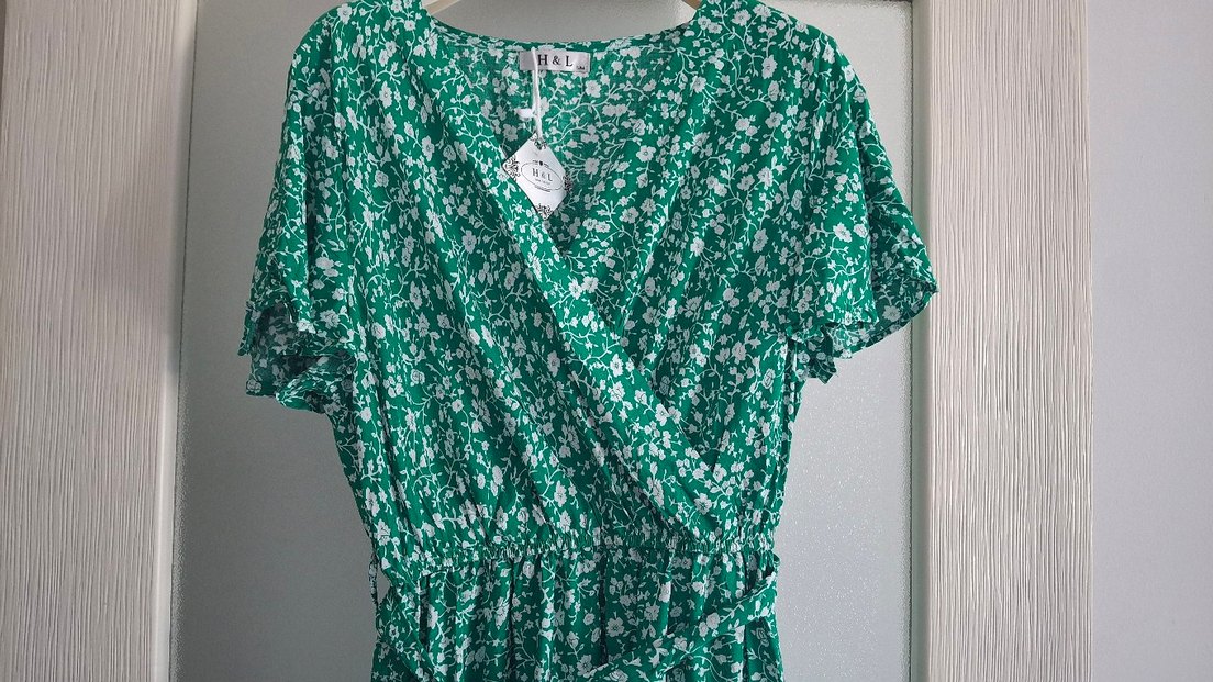 Yeşil Bohem V Yaka Uzun Elbise - Görsel 3