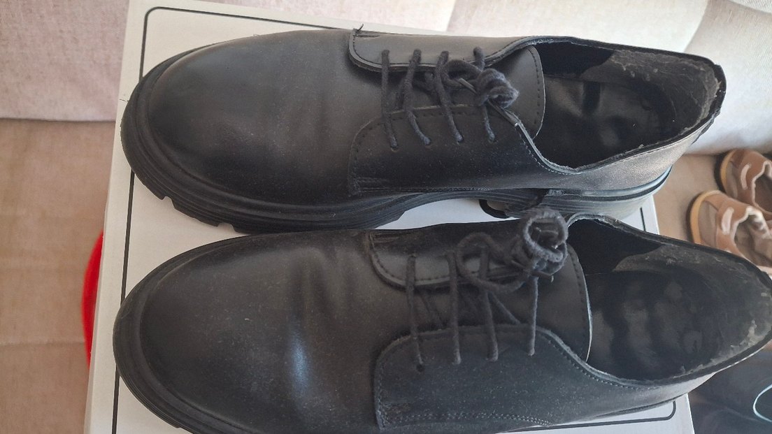 Siyah Kadın Klasik Bağcıklı Blok Topuk Ayakkabı - Görsel 3