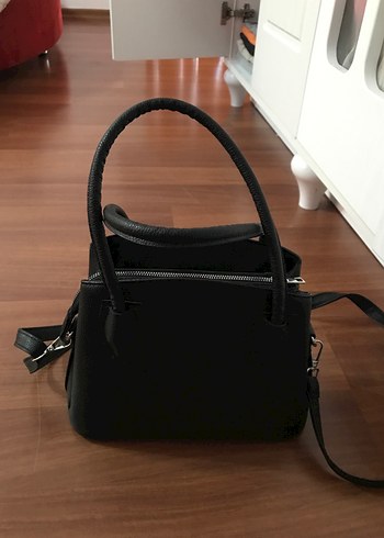 Siyah Minimalist Deri Kadın Çanta - Görsel 4