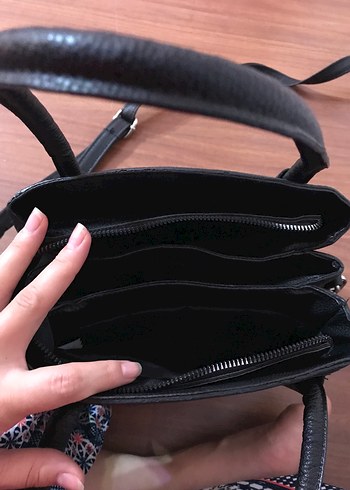 Siyah Minimalist Deri Kadın Çanta - Görsel 3