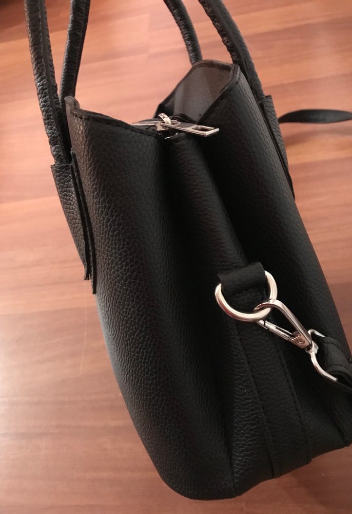 Siyah Minimalist Deri Kadın Çanta - Görsel 5