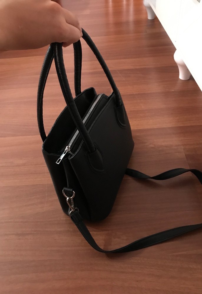 Siyah Minimalist Deri Kadın Çanta - Görsel 2