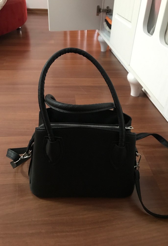 Siyah Minimalist Deri Kadın Çanta - Görsel 4