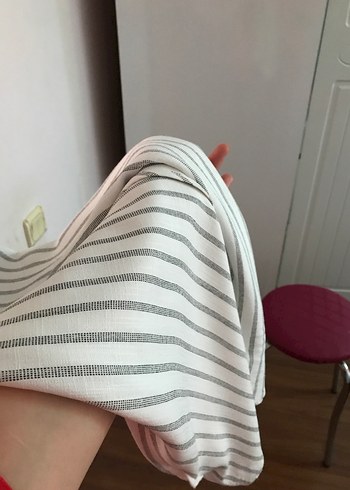 Gri Çizgili Tulum elbise - Görsel 7