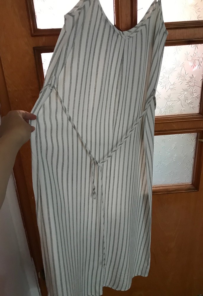 Gri Çizgili Tulum elbise - Görsel 2