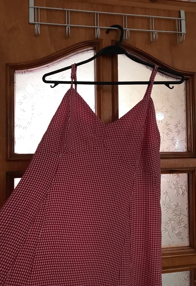 kırmızı Uzun Askılı Drapeli Elbise - Görsel 3