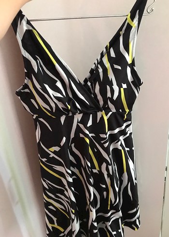 Zebra Desenli V Yakalı kısa elbise mayo - Görsel 6