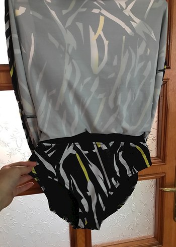 Zebra Desenli V Yakalı kısa elbise mayo - Görsel 7