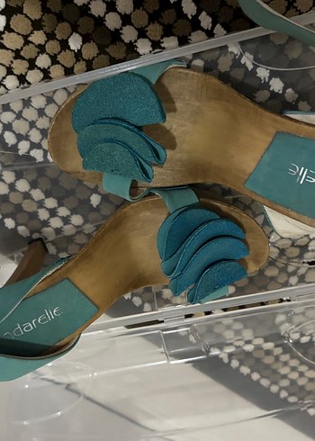 Kadın Turkuaz Süet Platform Topuklu Ayakkabı - Görsel 3