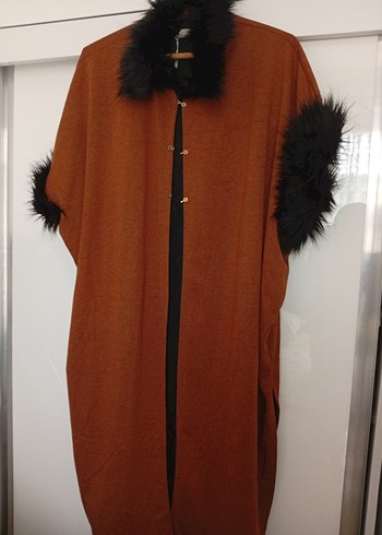 Kahverengi Uzun Kadın Kaban Kürklü Detaylı - Görsel 2