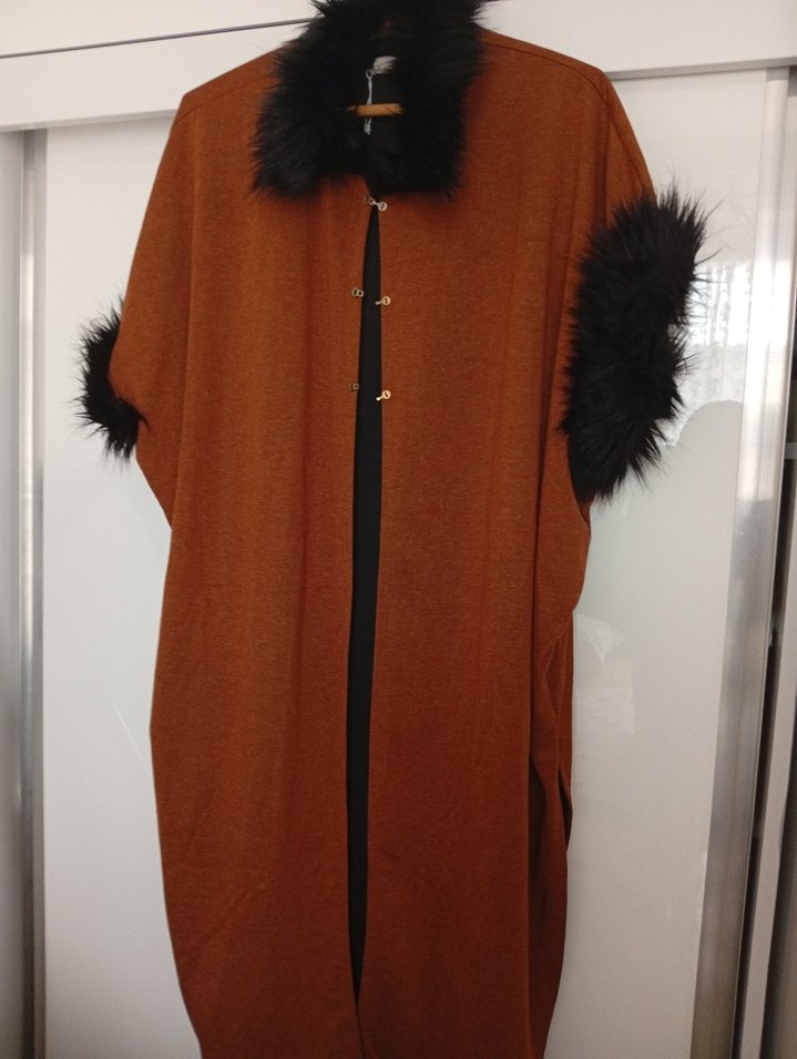 Kahverengi Uzun Kadın Kaban Kürklü Detaylı - Görsel 2