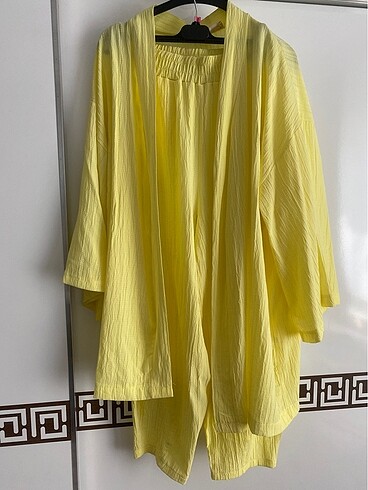 Diğer Sarı Gofreli Kimono Takım