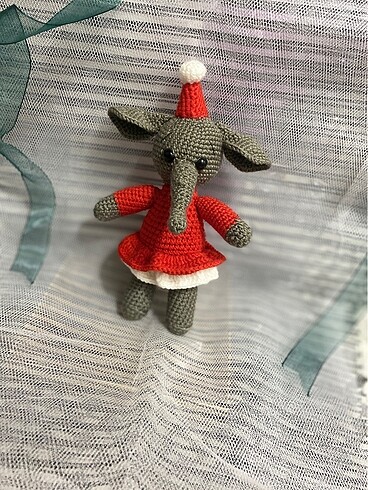  Beden El Yapımı, Amigurumi Noel Bay ve Bayan Fil, Uyku Arkadaşı.