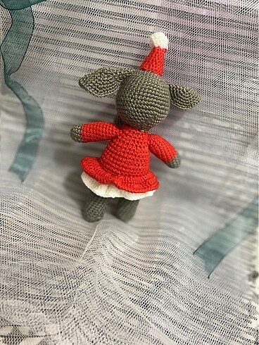  Beden Renk El Yapımı, Amigurumi Noel Bay ve Bayan Fil, Uyku Arkadaşı.