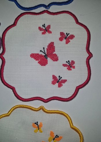 Nakışlı Vintage Kelebekli Peçeteler - Görsel 7