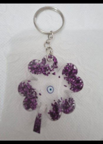 Altın Renkli Boncuklu Yonca Anahtarlık - Görsel 6