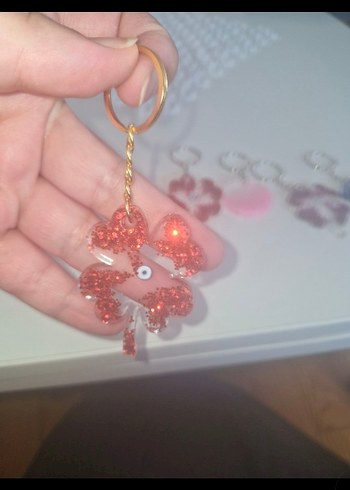 Altın Renkli Boncuklu Yonca Anahtarlık - Görsel 2