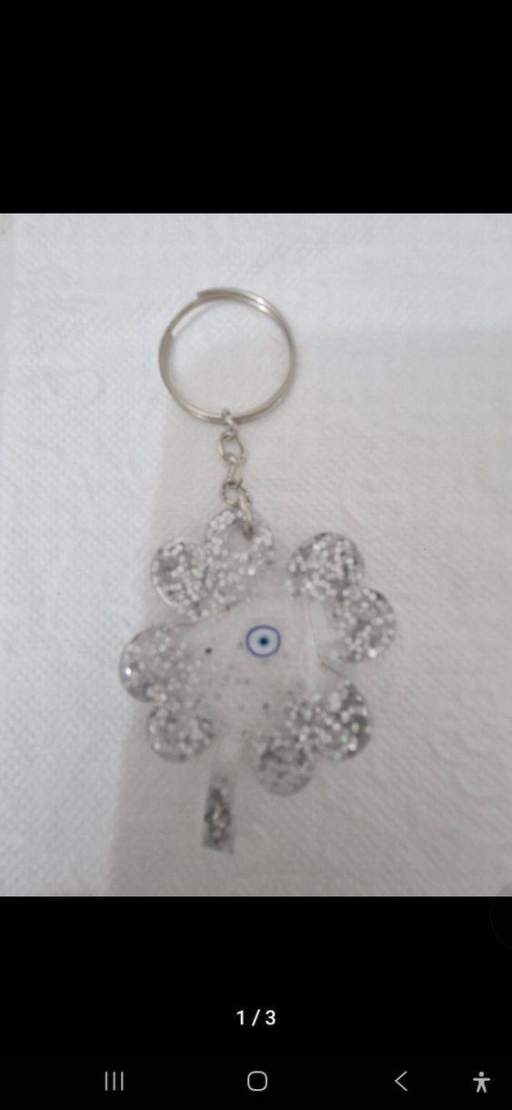 Altın Renkli Boncuklu Yonca Anahtarlık - Görsel 3