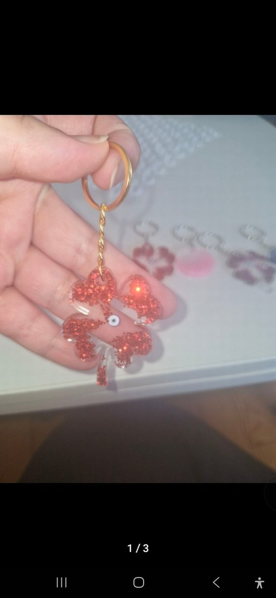 Altın Renkli Boncuklu Yonca Anahtarlık - Görsel 2