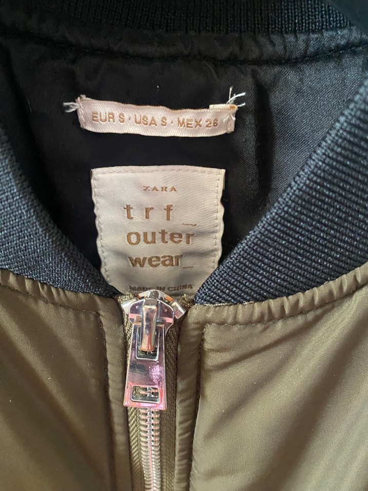 ZaraHaki Renkli Fermuarlı Kadın Bomber Ceket - Görsel 2