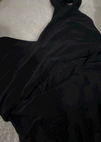 Siyah Drapeli V Yaka Uzun Abiye Elbise - Görsel 2