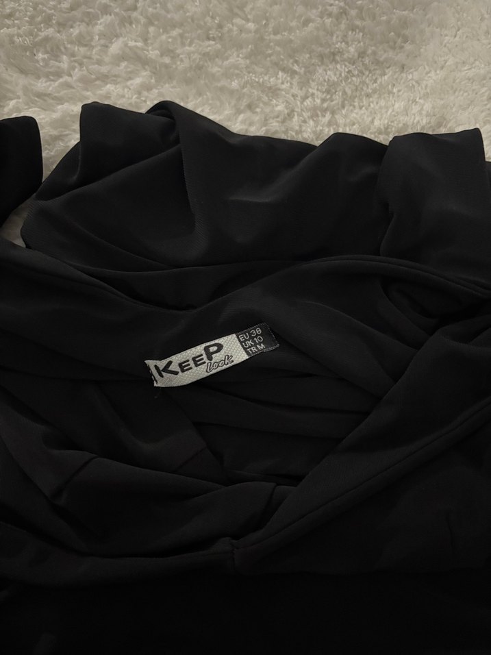 Siyah Drapeli V Yaka Uzun Abiye Elbise - Görsel 3