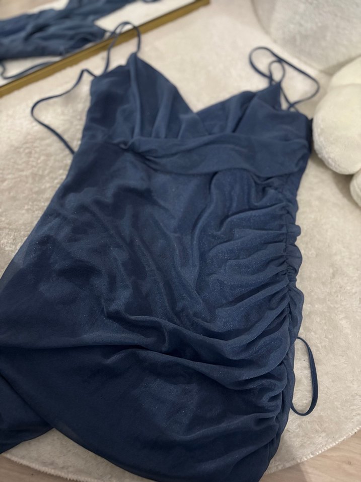 Trendyol Lacivert sırt dekolteli elbise - Görsel 2