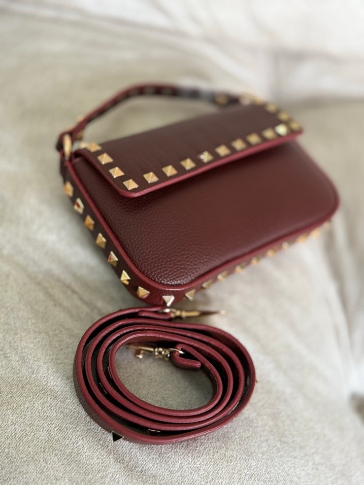 Valentino Bordo Deri Perçinli Kadın Çanta - Görsel 3