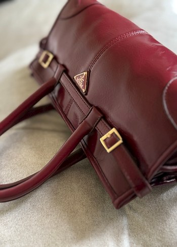 Prada Bordo Deri Kadın Çanta - Modern Klasik - Görsel 5