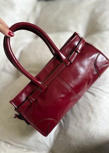 Prada Bordo Deri Kadın Çanta - Modern Klasik - Görsel 2