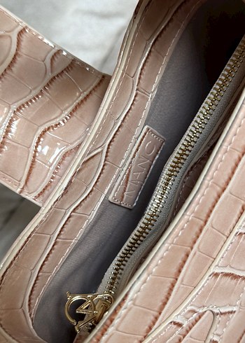 Manc Pembe Yılan Derisi Desenli Deri Kadın Çanta - Görsel 2