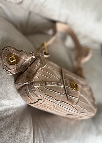 Manc Pembe Yılan Derisi Desenli Deri Kadın Çanta - Görsel 3