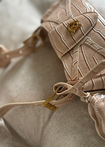 Manc Pembe Yılan Derisi Desenli Deri Kadın Çanta - Görsel 5