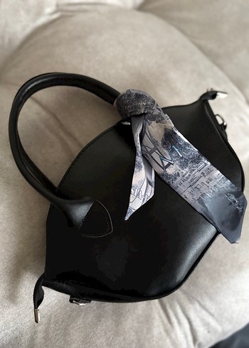 Zara Gri Yılan Desenli Siyah Deri Kadın Çanta - Görsel 2