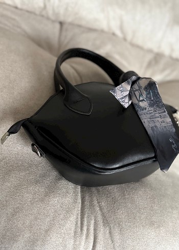 Zara Gri Yılan Desenli Siyah Deri Kadın Çanta - Görsel 3